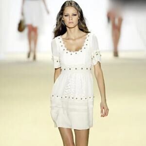 NWT Temperley London Runway Mini Dress Iris Cream  Silk Size US 4 Babydoll BEIGE